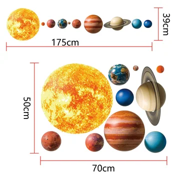 Lep Sončni Sistem Stenske Nalepke Za Otroke Sobe Doma Dekor Zunanji Prostor Planetov Zemlja Sonce Saturn, Mars, Stene Decals Je Diy Zidana Umetnosti