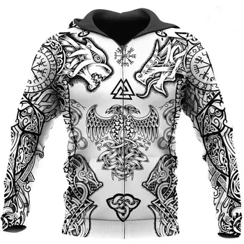 Lep Vikingi Tatoo 3D Tiskanih Moški pulover s kapuco Harajuku Moda Hooded Majica Jeseni Unisex hoodies sudadera hombre WS2579