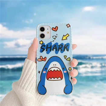 Lepe Risanke Shark Primeru Telefon Za iphone 11 Pro Max SE 2020 primeru 7 8 plus X XR XS Max Kritje Smešno Krokodil Silikonski Mehko Primerih