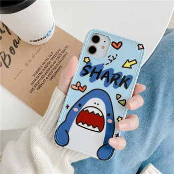 Lepe Risanke Shark Primeru Telefon Za iphone 11 Pro Max SE 2020 primeru 7 8 plus X XR XS Max Kritje Smešno Krokodil Silikonski Mehko Primerih