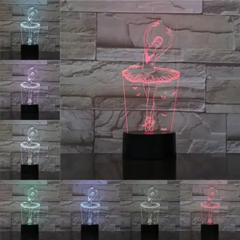 Lepota Baletni Plesalec 3D USB Lučka Otroci Ljubimec Prijatelji Darila Dom Razsvetljavo Decors Barva Spreminja Remote Touch Lava Lamparas