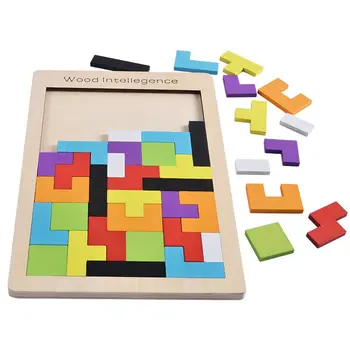 Lesene Igrače Otroška Tetris Geometrijske Tangram Sestavljanke Odbor Zgodnje Učenje Izobraževalni Lesa Uganke za Otroke ME2545H
