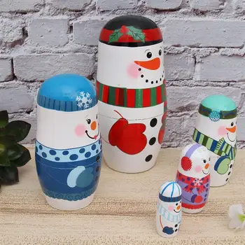 Lesene Rusija Lutke 5 Plasti Snežaka Zimsko Dekoracijo Otrok Igrača Božično Darilo Za Rojstni Dan