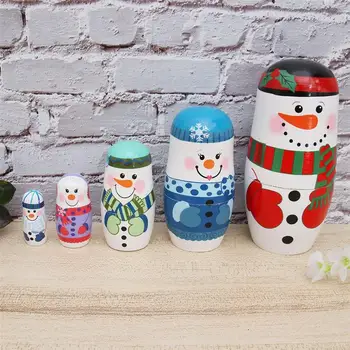 Lesene Rusija Lutke 5 Plasti Snežaka Zimsko Dekoracijo Otrok Igrača Božično Darilo Za Rojstni Dan