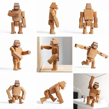 Leseni Dekor Mišice Gorilla Bukev Živalske Figurice Načrta za Dekoracijo Doma Holiday Gift Lesa za obrt Opica Okraski, Igrače