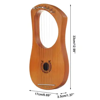 Leseni Mahagoni 7 Niz Liro Harfo Strunska Glasbila s Pickup Iskanje Kladivo Čiščenje Krpo, Harfo Instrument