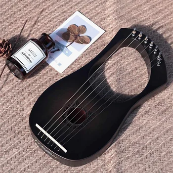 Leseni Mahagoni 7 Niz Liro Harfo Strunska Glasbila s Pickup Iskanje Kladivo Čiščenje Krpo, Harfo Instrument