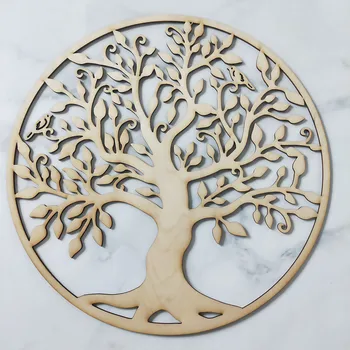 Leseno Znamenje Drevo Življenja Obliko Lasersko rezanje Lesa Wall Art Doma Dekor Ročno Coasters Plovila, zaradi Česar Sveto Geometrijo Ornament
