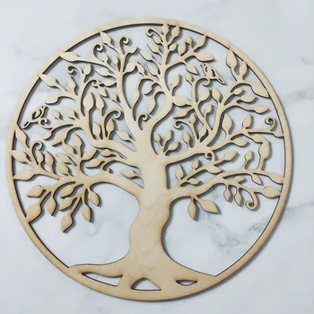 Leseno Znamenje Drevo Življenja Obliko Lasersko rezanje Lesa Wall Art Doma Dekor Ročno Coasters Plovila, zaradi Česar Sveto Geometrijo Ornament