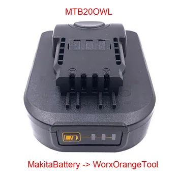 Li-ionska Baterija Adapter Pretvornik Uporaba Makita 18V Li-ionski Akumulator BL1830 BL1860 Za Worx Oranžna 20V 4 PIN Litijeva Baterija za Orodje