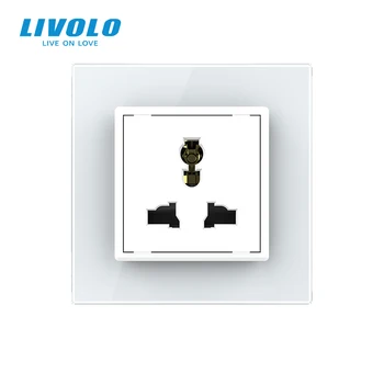Livolo EU Standard večnamenski električno Vtičnico,Kristalno Steklo Plošče,110~250V 16A Stenske Vtičnice