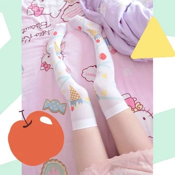Lolita nogavice poletje ice cream češnja temo knee visoke nogavice anime COS nogavice