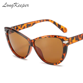 LongKeeper blagovne Znamke Mačka Oči, sončna Očala Ženske 2021 Luxury Letnik Leopard Črna sončna Očala Voznik Očala UV400 Oculos Feminino