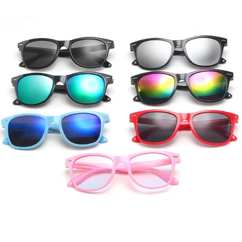 LongKeeper Otroci Kvadratnih sončna Očala, Otroci in Modnih Zakovice Roza Modra sončna Očala Fantje Dekleta Premaz Ogledalo Odtenki UV400 Očala