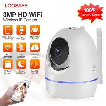 LOOSAFE 3.0 MP Home Security IP Kamera z Wi-Fi Brezžičnim Full HD Baby Monitor IRCut Noč IR Samodejno trackingPTZ Oblak CCTV Cameas
