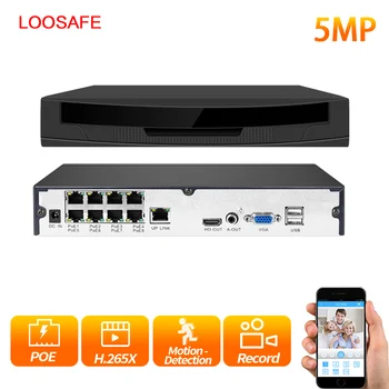 LOOSAFE HDMI Full HD 8CH 5MP POE NVR Omrežja, Video Snemalnik za PoE IP Kamere P2P XMeye CCTV Sistema