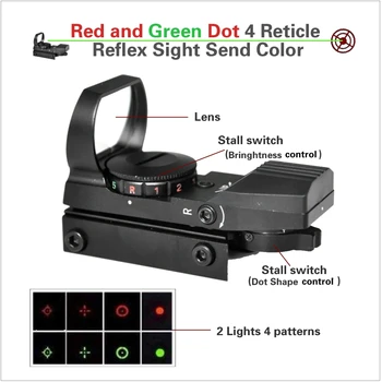 Lovec 4 Reticle Reflex Področje Pogled Rdeče In Zeleno Piko Leč Kamere W/ Camera Adapter Železniškega Gori Taktično Lov Lasersko Piko Očeh