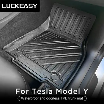 LUCKEASY Avto Dodatki Notranjost Spremembe Tesla Model Y Vse Vremenske razmere Nepremočljiva TPE Talna Obloga Spredaj Zadaj Prtljažnik Mat