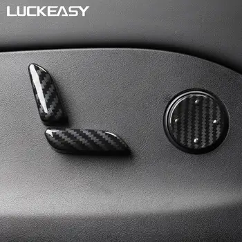 LUCKEASY Avtomobilski sedež gumb dekoracijo ABS ogljikovih vlaken nalepke Za Tesla Model X 2017-2020 Gumb dekoracijo varstvo 6pcs/set