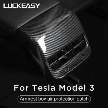 LUCKEASY Za Tesla model 3 2017-2019 Zadaj armrest polje ABS Ogljikovih vlaken dekorativne oblike Notranje opreme Auto Dodatki