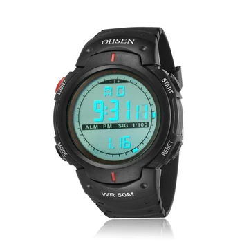 Luksuzne blagovne Znamke OHSEN Moški Šport na Prostem Digitalni LED Watch 50M Potapljanje Črna Moda Casual Moški Silikonski Trak Ročne ure Darila