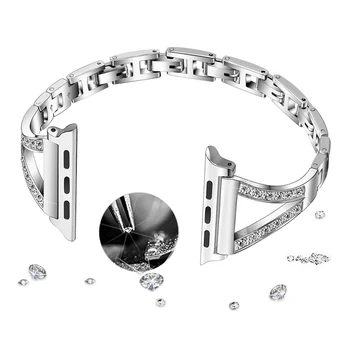 Luksuzni diamantno Zapestnico iz Nerjavečega Jekla, trak Za Apple Watch series 3 2 1 42mm 38 mm Zapestnica trak za iwatch serije 4 44 mm 40 mm