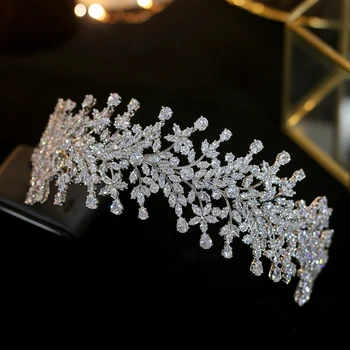 Luksuzni modna poroko cirkon ženske poročne lase tiara poročne crown princess krono dodatki