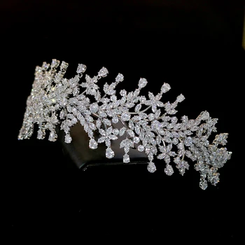 Luksuzni modna poroko cirkon ženske poročne lase tiara poročne crown princess krono dodatki