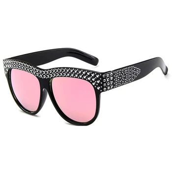 Luksuzni sončna Očala blagovne Znamke Kvadratnih Oči Roza Črni Letnik Diamond sončna Očala Moški Ženski UV400