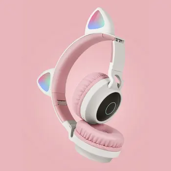 Luštna Mačka Ušesa Slušalke Brezžične Slušalke Slušalke 5.0 Bas Zložljive Stereo Slušalke Gaming Slušalke Za Mobilni Telefon