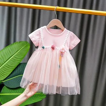 LZH 2021 Novo Poletje Moda Baby Priložnostne Mrežasto Obleko Za Baby Dekleta brez Rokavov Obleka za Malčke Baby Obleko Novorojenčka Oblačila 0-3 Leta