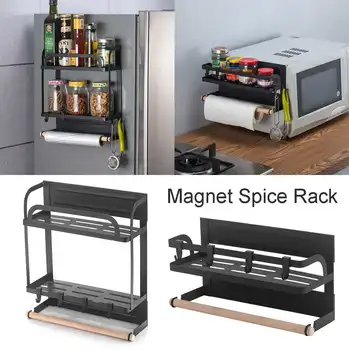 Magnetni Adsorpcije Hladilnik Strani Rack Wall-mounted Multi-funkcijo Skladiščenje Imetnik Kuhinjsko papirnato Brisačo Polica za Omaro Organizator