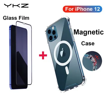 Magnetno Ohišje Za iPhone 12 Pro max Primeru Pregleden Nazaj Primeru Mobilni Telefon za iPhone 11 max pro XS XR XS Kritje Coque