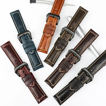 MAIKES Starana rdeča italijansko usnje krava watch trak 20 mm 22 mm 24 mm 26 mm watch pribor zapestnica watchbands za Panerai band