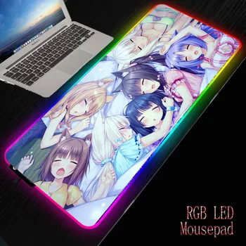 Mairuige Anime Dekleta Nekopara Velike RGB LED Mouse Pad 7 Barva, USB, Žična Razsvetljavo Gaming Mousepad za Prenosni Računalnik Desk Mat