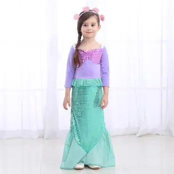 Malo Dekleta morska deklica princesa A-riel obleko cosplay kostum otroci za dekle modno zeleno obleko za noč Čarovnic, Božič cosplay kostum