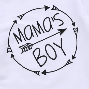 Mamas Boy Pismo Dolgimi Rokavi za Malčke Newborn Baby Boy Romper+Hlače Jumpsuit Obleka, Obleke 3pcs Baby Set Obleko