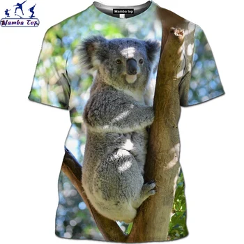 Mamba Vrh NewForest Živali Koala T-shirt Lagodno Lenivec Nosi Majico Harajuku moška T-shirt Poletje Kratka Sleeved Krog Vratu Majica