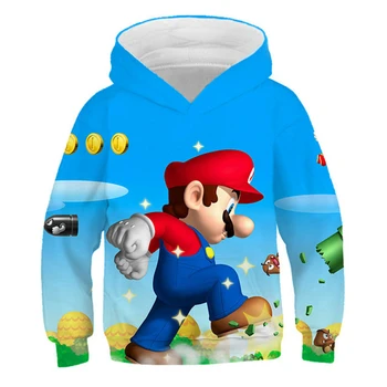 Mario Pulover za Otroke 3D Tiskanja Hooded Majica Fantje in Dekleta Risanka Cothing Jeseni Majica Fashion Anime Pulover