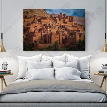 Maroko Ait Ben Haddou Krajinske Slike Kuhinja Soba Stenski Dekor Stari Grad Panoramski Plakat Platno, Tisk Umetnine Dropship