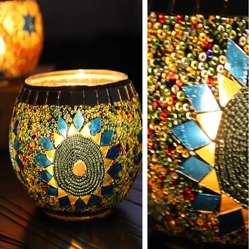 Maroškem Slogu Svijećnjak Ročno Mozaik Romantična Večerja Ob Svečah Svate Sveče Žarnice Doma Dekoracijo Candelabra