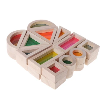 Mavrica Akril Lesena Gradnja Blokov, Otroška Izobraževalna Igrača Montessori Otroci Bloki igrača