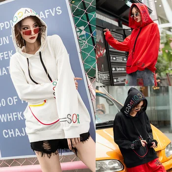 Max LuLu 2019 Moda Korejski Slog, Dame Punk Jeseni Oblačila Ženske Hooded Hoodies Letnik Vezenje Ženska Fitnes Majica