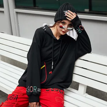 Max LuLu 2019 Moda Korejski Slog, Dame Punk Jeseni Oblačila Ženske Hooded Hoodies Letnik Vezenje Ženska Fitnes Majica
