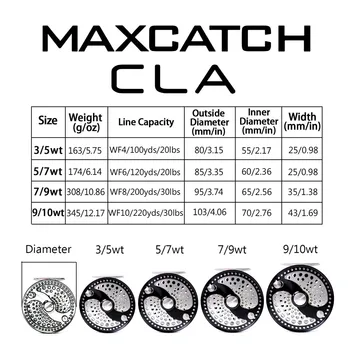 Maximumcatch CLA 3-10WT Klasičnih Letenje Ribiško Kolutu Stavec Disk Povlecite Sistem CNC Stroj, Rezano T6061 Aluminija Letenje Kolutu