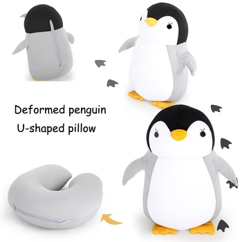 Mehurček Poljub U-Oblikovan Vzglavnik Risanka Pingvin Potovanja Vratu Blazino Pene Delcev Večnamensko Deformacije Blazino Anti-Statični