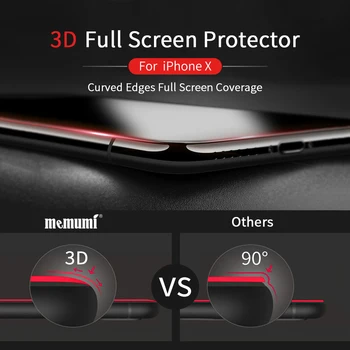 Memumi za iPhone XS Kaljeno Steklo 3D Polno Zajetje Rob 9H Trdote Filma za iPhone XS Screen Protector, Namestitev Orodje