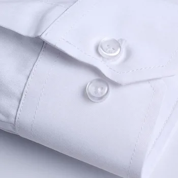 Mens Dolg Rokav Beli Obleki Majica z Levi Prsi Pocket Bombaž Moški Priložnostne Redno-Fit Bluzo Gumb Navzdol Formalno Majice