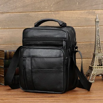 Messenger bag eno-rami navpično potovanja zadrgo usnje vreča na poslovno potovanje poslovna torba za prenosni