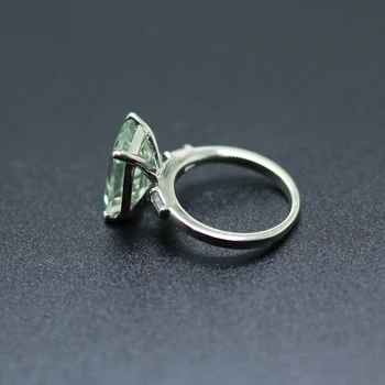 MH nakit Naravno zeleno ametist pravokotnik Gemstone trden Obroč 925 Sterling Srebro Fine Nakit za dekle, dama posla darilo